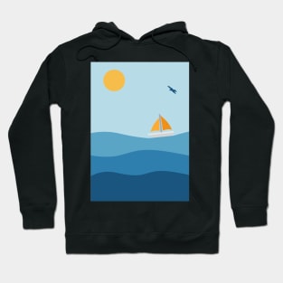 Summer Sailboat on Ocean Waves Hoodie